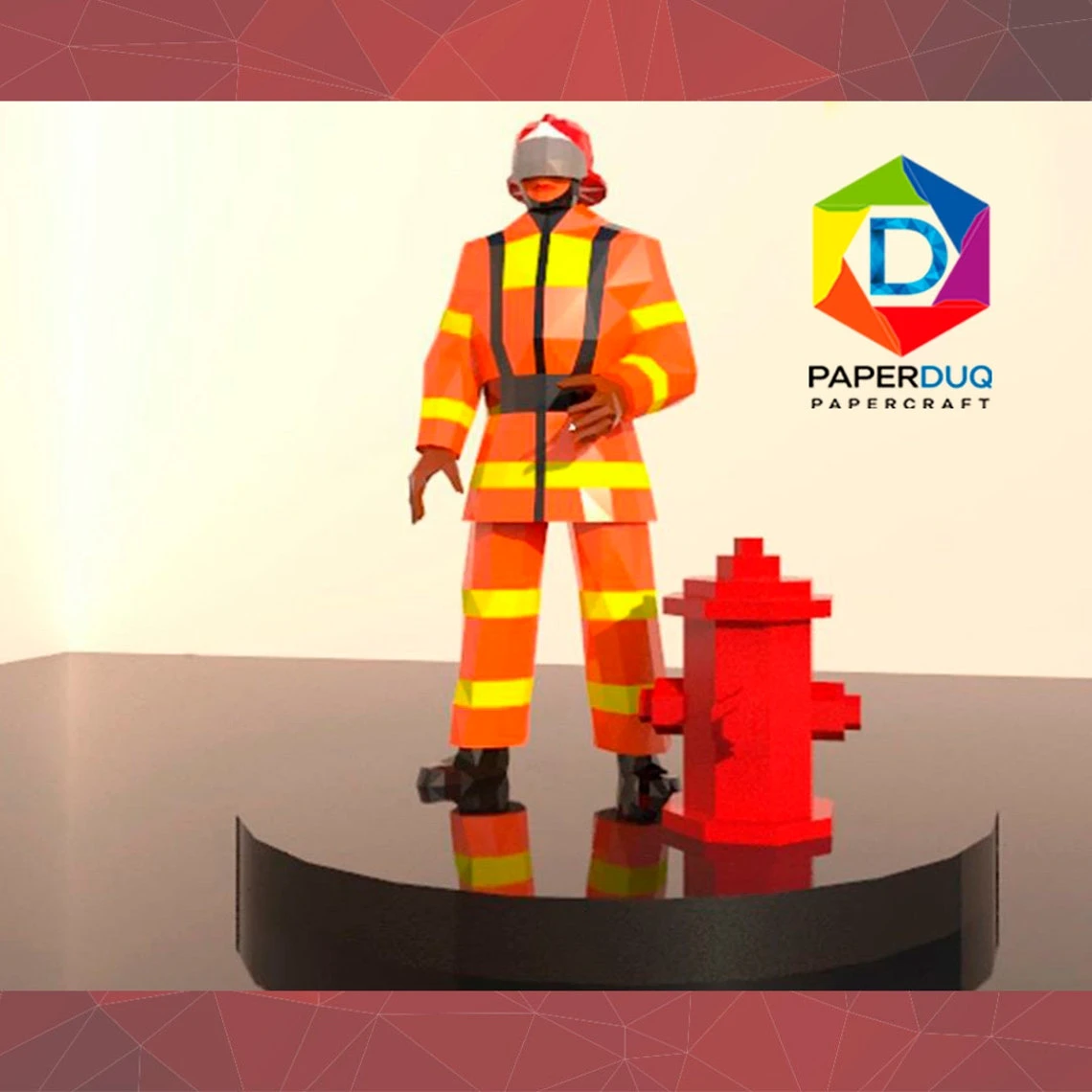 Firefighter with Hydrant, Bombero con Hidrante *Plantilla Papercraft PDF - PDF Papercraft Template*