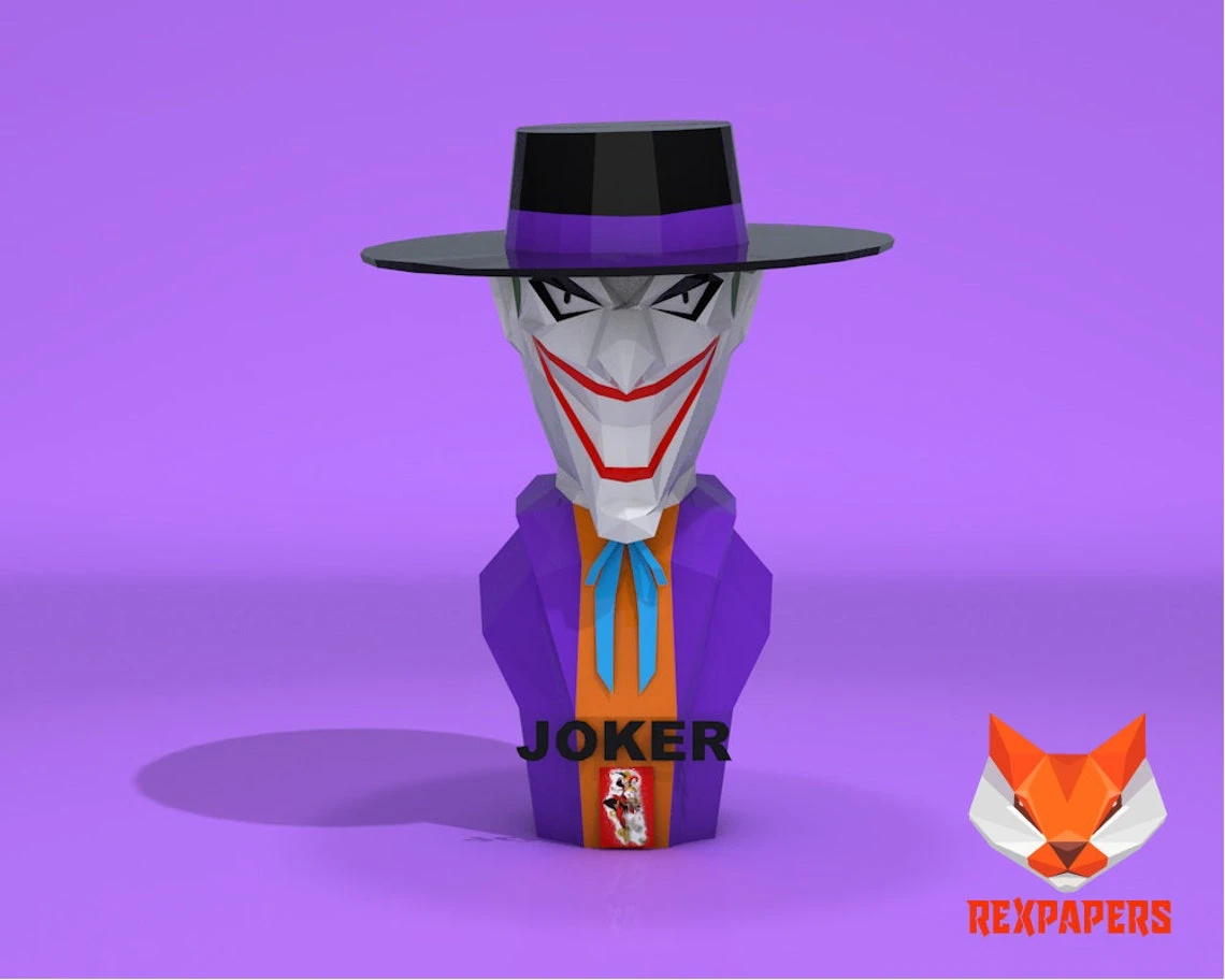 Joker Wine Box, Winebox Papercraft, PDF Template, DIY 3d Model, FanArt, Paper Sculpture, Low Poly, Pepakura Craft, Manualidad