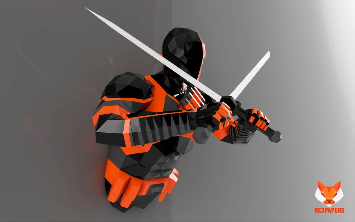 Deathstroke Papercraft, PDF Template, DIY 3d Model, FanArt, Paper Sculpture, Low Poly, Pepakura Craft, Manualidad