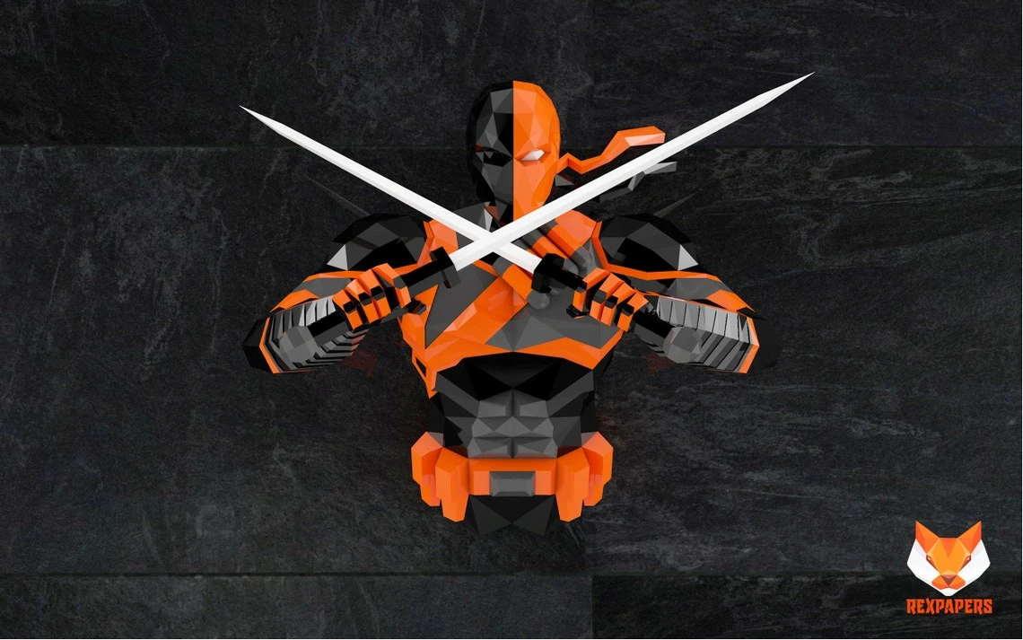 Deathstroke Papercraft, PDF Template, DIY 3d Model, FanArt, Paper Sculpture, Low Poly, Pepakura Craft, Manualidad