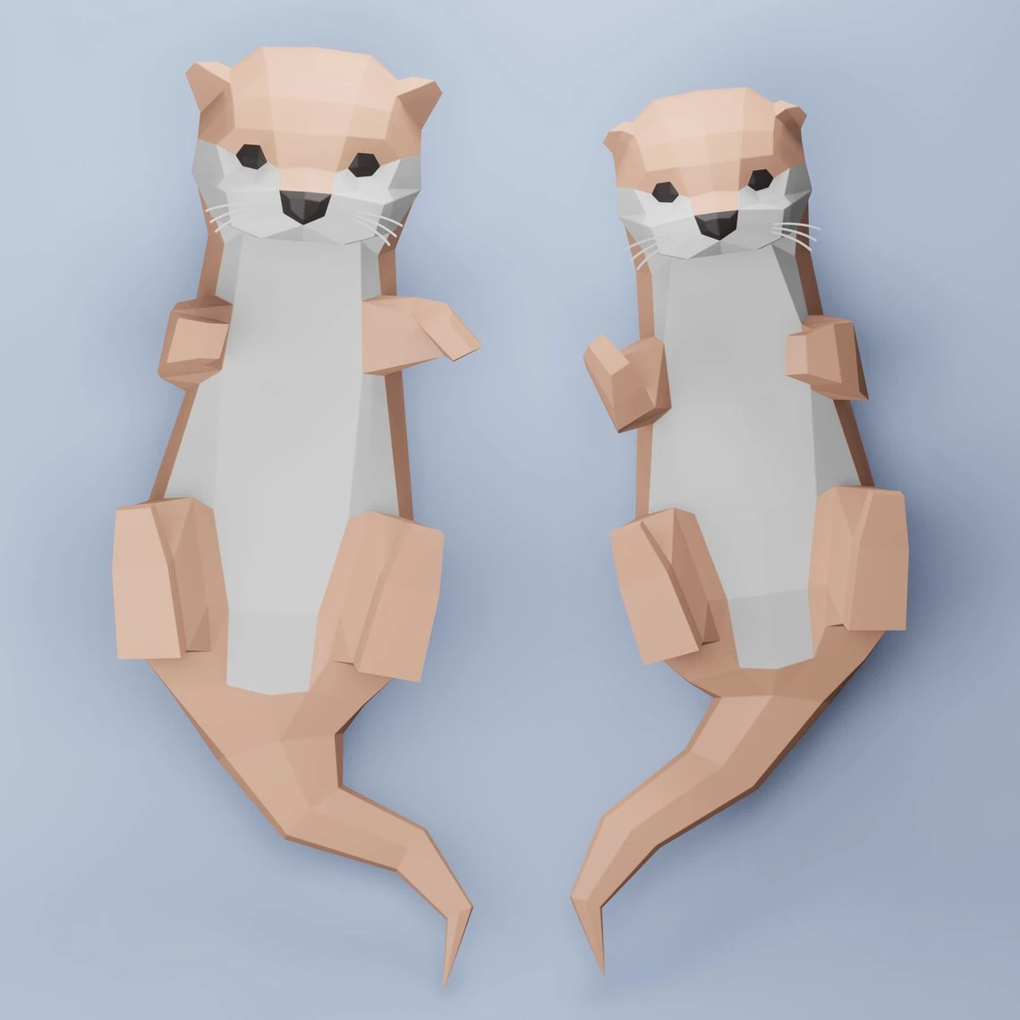 DIY Otter Couple | Otter papercraft | Otter template | decoration | templates PDF