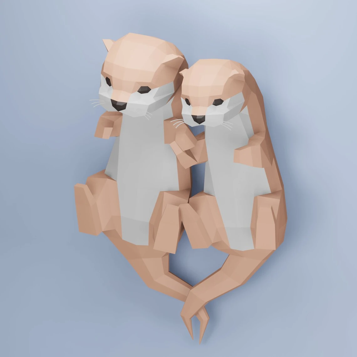 DIY Otter Couple | Otter papercraft | Otter template | decoration | templates PDF