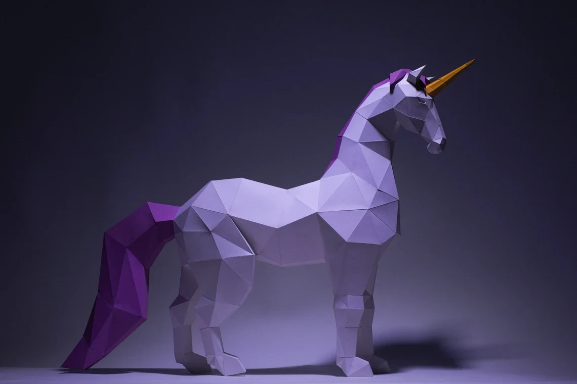 Unicorn Paper Craft, Digital Template, Origami, PDF Download DIY, Low Poly, Trophy, Sculpture, Unicorn Model