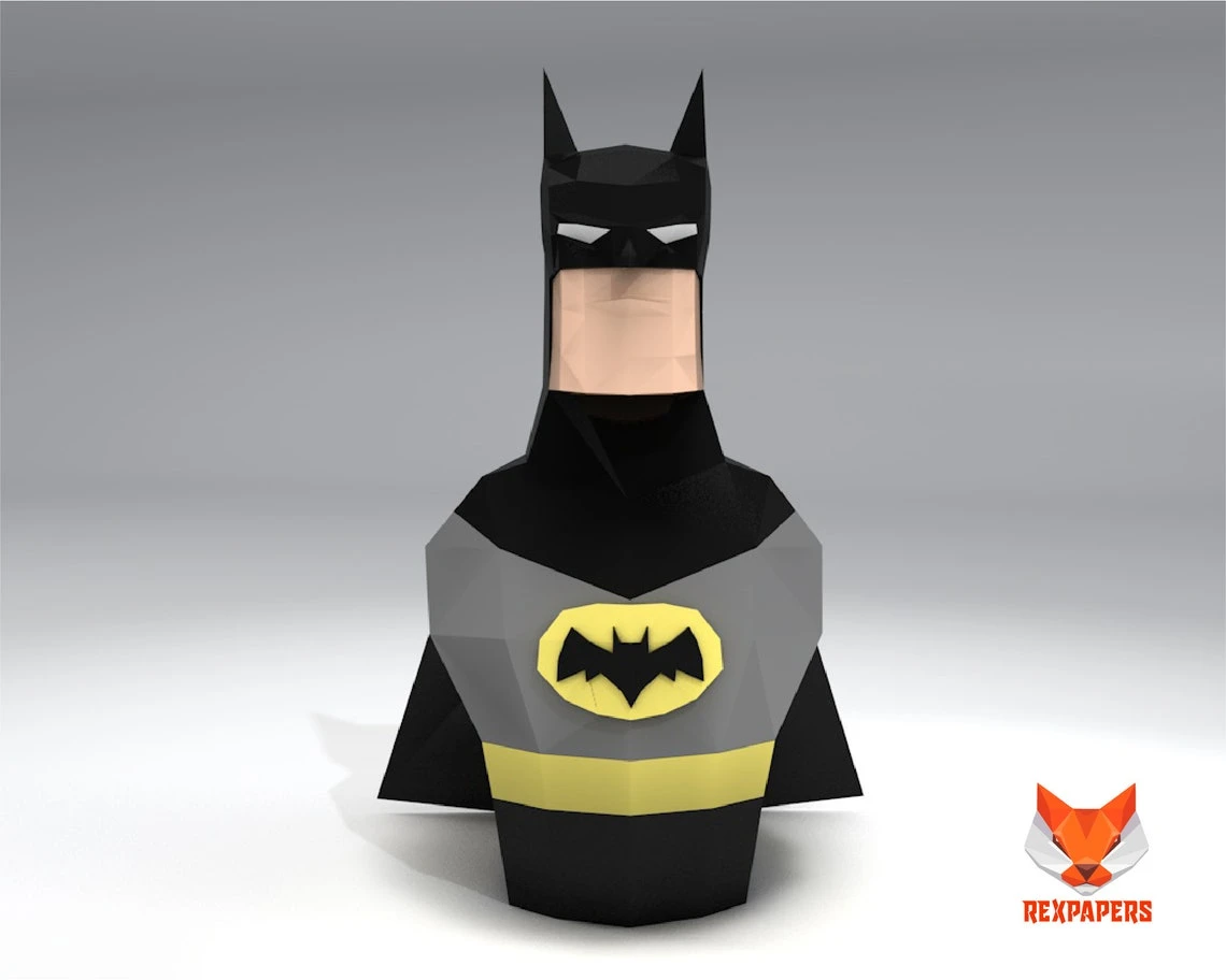 Batman Wine Box, Winebox Papercraft, PDF Template, DIY 3d Model, FanArt, Paper Sculpture, Low Poly, Pepakura Craft, Manualidad