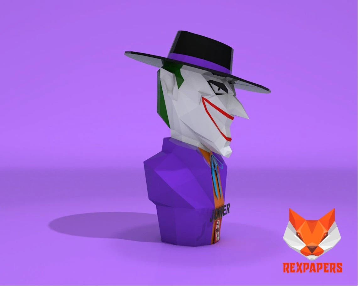 Joker Wine Box, Winebox Papercraft, PDF Template, DIY 3d Model, FanArt, Paper Sculpture, Low Poly, Pepakura Craft, Manualidad