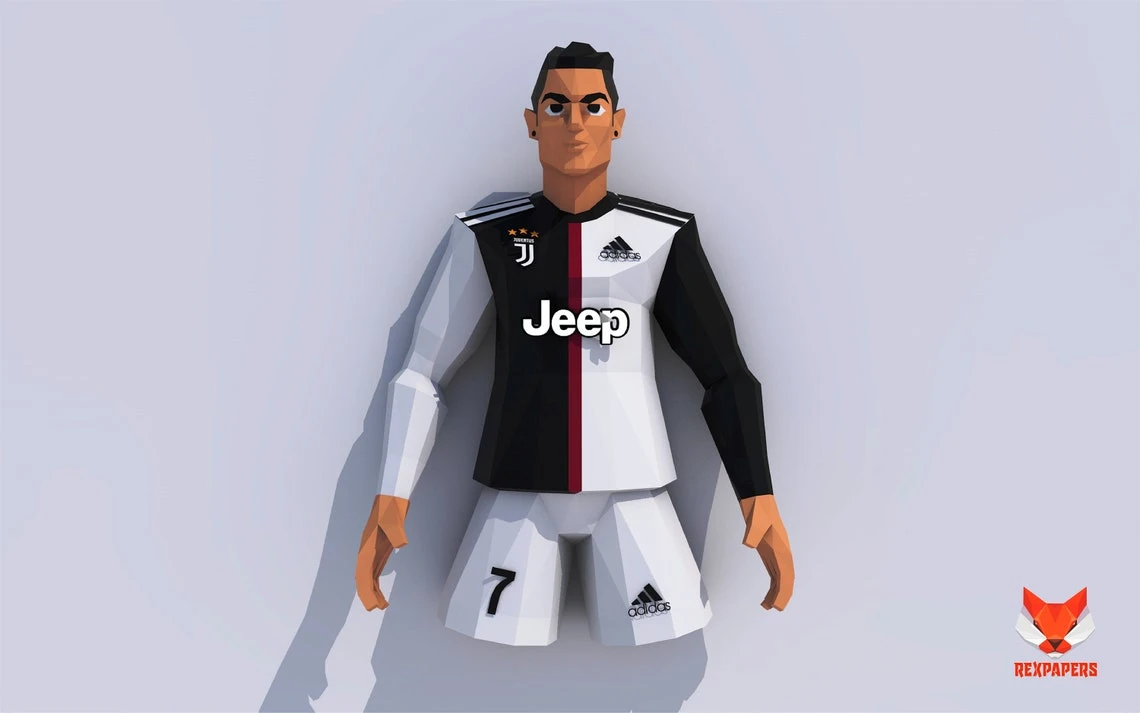 Cristiano Ronaldo CR7 Papercraft, PDF Template, DIY 3d Model, FanArt, Paper Sculpture, Low Poly, Pepakura Craft, Manualidad