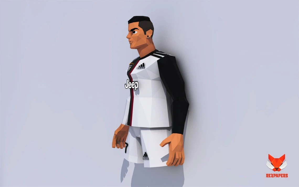 Cristiano Ronaldo CR7 Papercraft, PDF Template, DIY 3d Model, FanArt, Paper Sculpture, Low Poly, Pepakura Craft, Manualidad