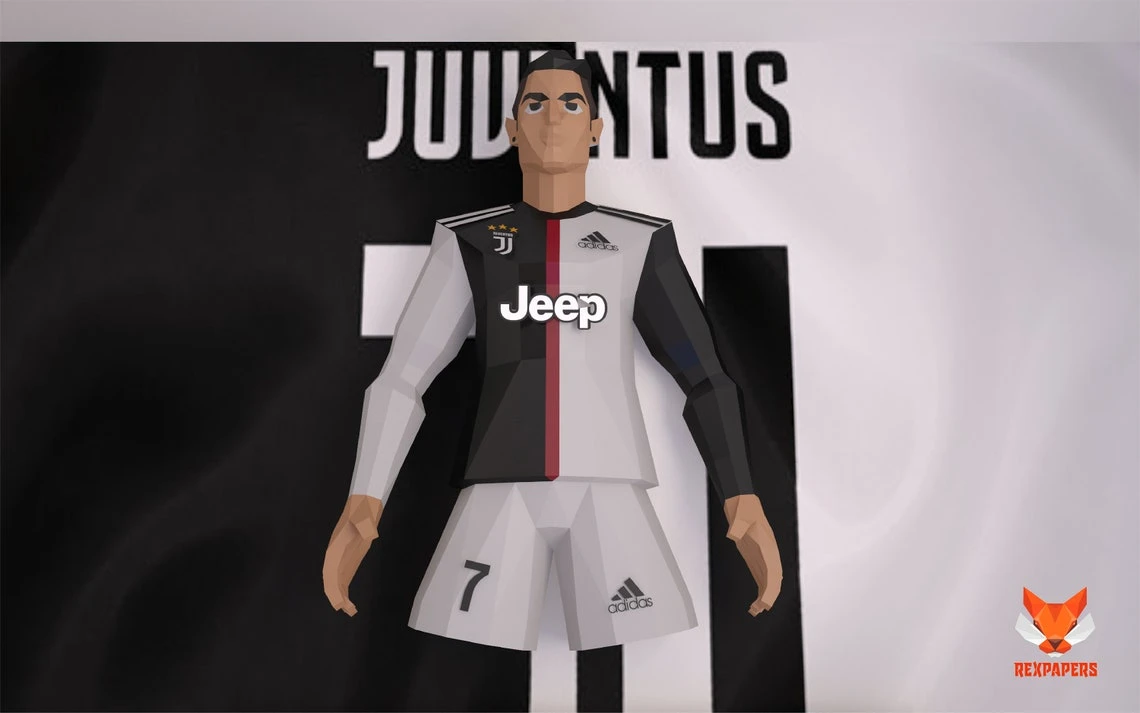 Cristiano Ronaldo CR7 Papercraft, PDF Template, DIY 3d Model, FanArt, Paper Sculpture, Low Poly, Pepakura Craft, Manualidad