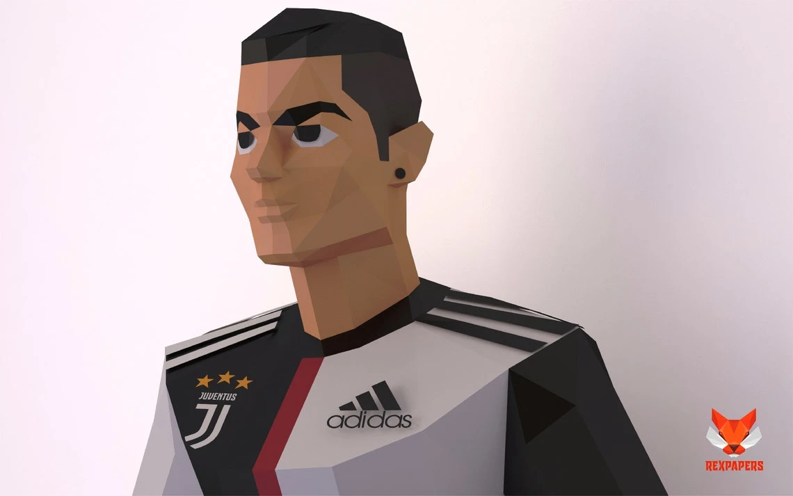 Cristiano Ronaldo CR7 Papercraft, PDF Template, DIY 3d Model, FanArt, Paper Sculpture, Low Poly, Pepakura Craft, Manualidad