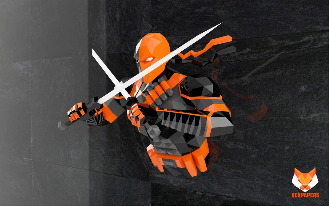 Deathstroke Papercraft, PDF Template, DIY 3d Model, FanArt, Paper Sculpture, Low Poly, Pepakura Craft, Manualidad