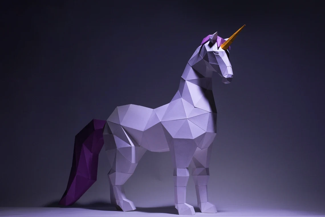 Unicorn Paper Craft, Digital Template, Origami, PDF Download DIY, Low Poly, Trophy, Sculpture, Unicorn Model