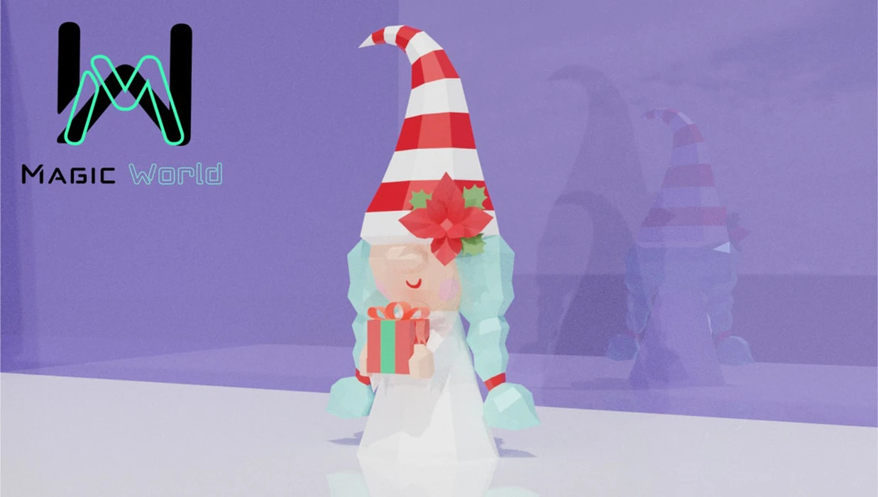 Gnome Lady Low Poly, Papercraft, PDF template, Paper model, Sculpture, 3D puzzle, Polygonal model, Lowpoly