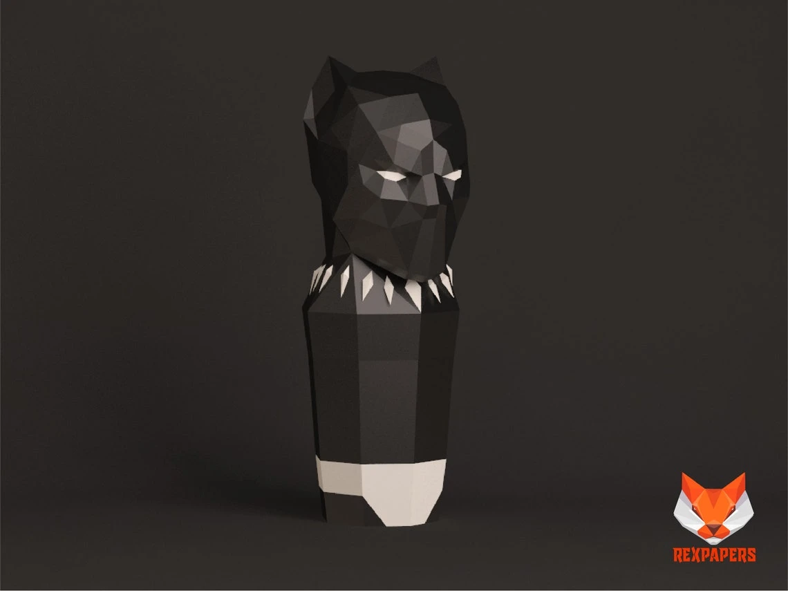 Black Panther Wine Box, Winebox Papercraft, PDF Template, DIY 3d Model, FanArt, Paper Sculpture, Low Poly, Pepakura Craft, Manualidad