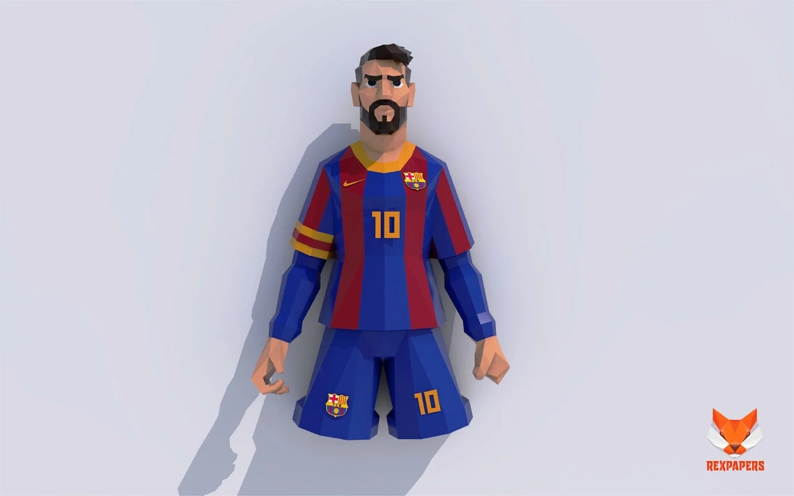 Lionel Messi Papercraft, PDF Template, DIY 3d Model, FanArt, Paper Sculpture, Low Poly, Pepakura Craft, Manualidad