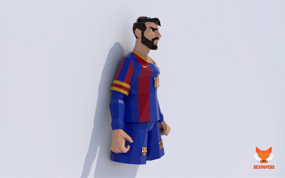 Lionel Messi Papercraft, PDF Template, DIY 3d Model, FanArt, Paper Sculpture, Low Poly, Pepakura Craft, Manualidad