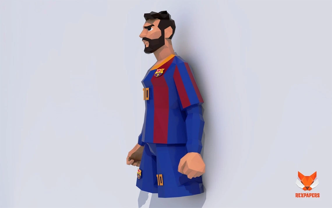 Lionel Messi Papercraft, PDF Template, DIY 3d Model, FanArt, Paper Sculpture, Low Poly, Pepakura Craft, Manualidad