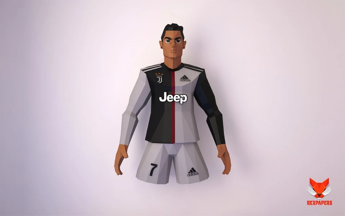 Cristiano Ronaldo CR7 Papercraft, PDF Template, DIY 3d Model, FanArt, Paper Sculpture, Low Poly, Pepakura Craft, Manualidad