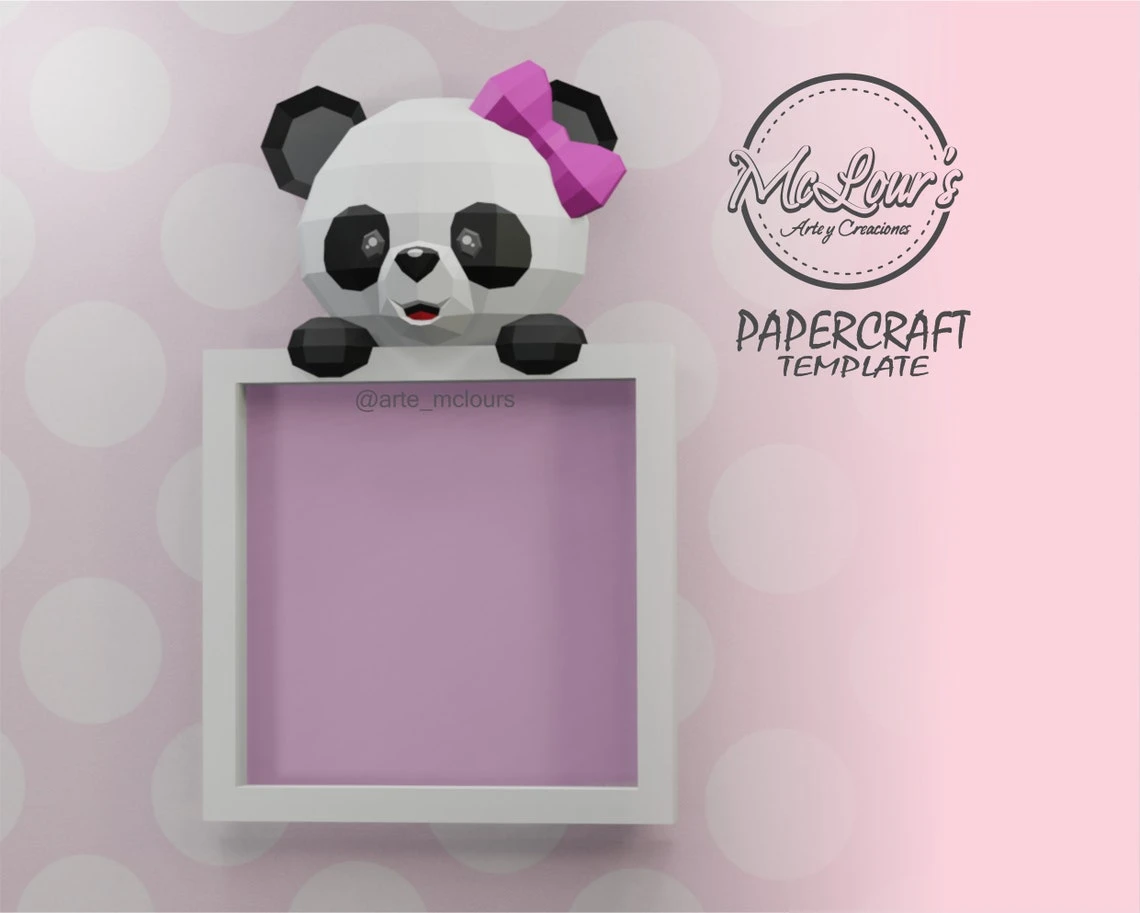 Cute Panda/ Tender Panda/ Template PDF/ Low Poly/ Papercraft Bear/ 3D Bear/ Painting for Child/ Craft/ Origami/ Home decor