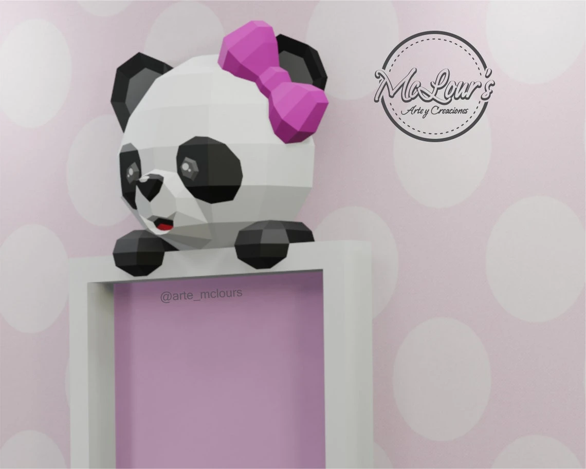 Cute Panda/ Tender Panda/ Template PDF/ Low Poly/ Papercraft Bear/ 3D Bear/ Painting for Child/ Craft/ Origami/ Home decor