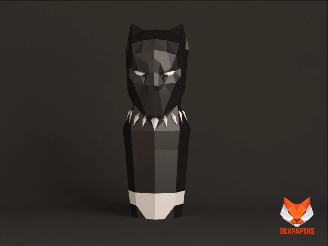 Black Panther Wine Box, Winebox Papercraft, PDF Template, DIY 3d Model, FanArt, Paper Sculpture, Low Poly, Pepakura Craft, Manualidad