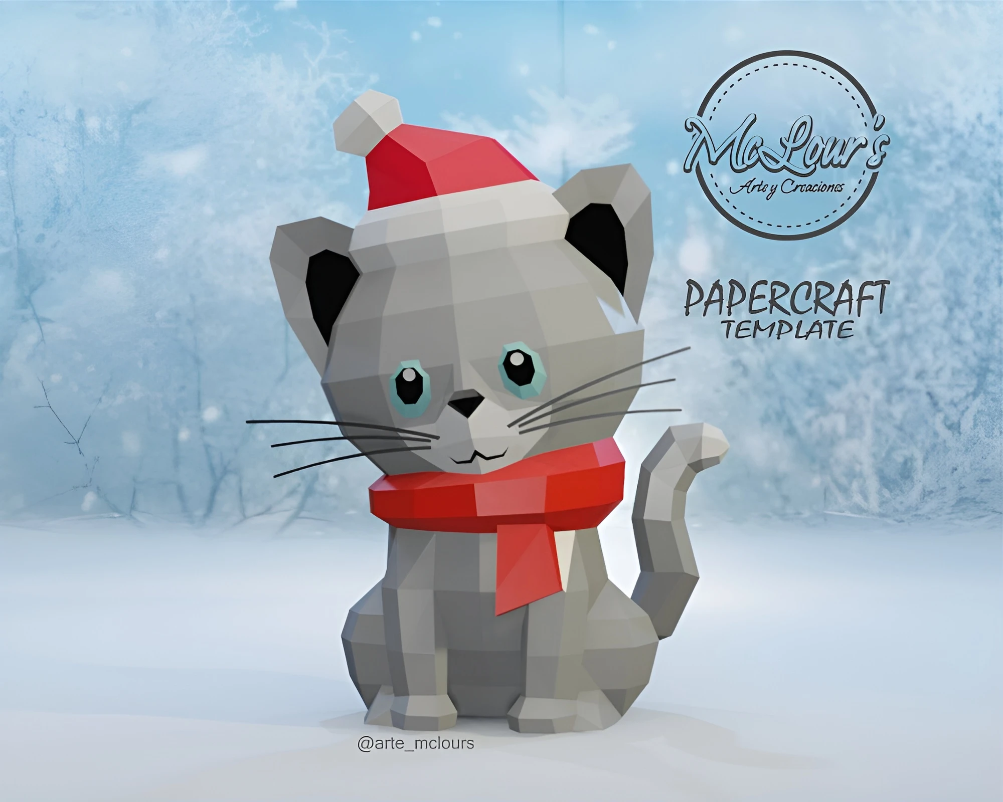 Christmas Cat/ Gato Navidad/ Template PDF/ Low Poly/ Papercraft Christmas/ 3D Christmas/ Christmas/ Craft/ Origami/ Home decor