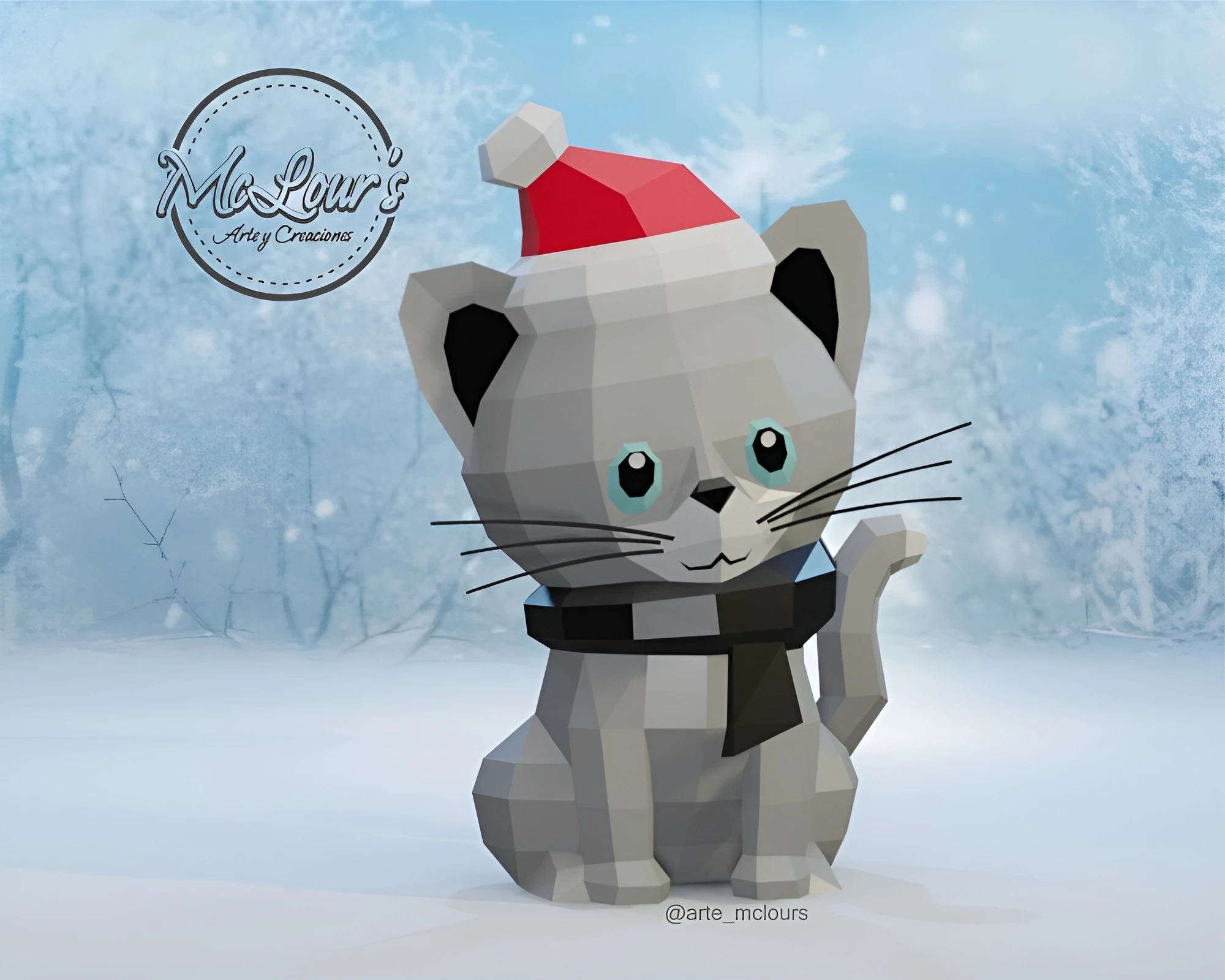 Christmas Cat/ Gato Navidad/ Template PDF/ Low Poly/ Papercraft Christmas/ 3D Christmas/ Christmas/ Craft/ Origami/ Home decor