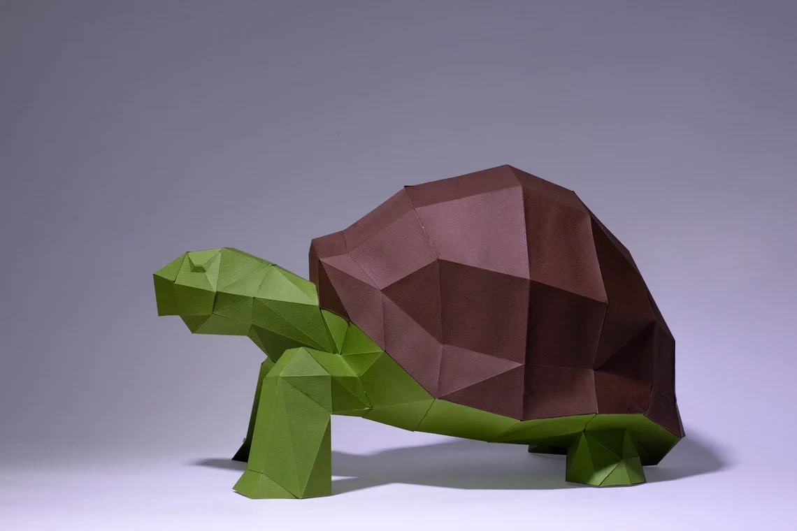 Turtle Paper Craft, Digital Template, Origami, PDF Download DIY, Low Poly, Trophy, Sculpture, Turtle Model