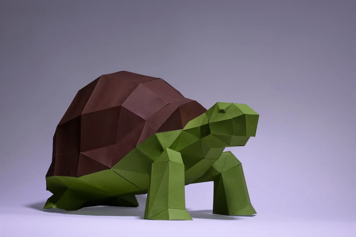 Turtle Paper Craft, Digital Template, Origami, PDF Download DIY, Low Poly, Trophy, Sculpture, Turtle Model