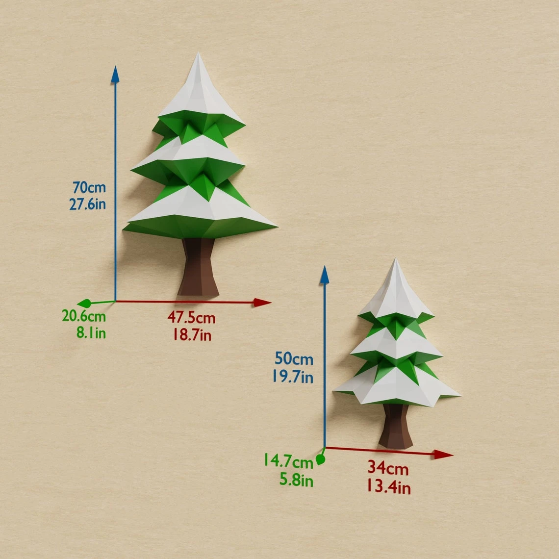 Christmas Tree Wall Hanging Papercraft 3D DIY holidays low poly paper crafts wall decor template