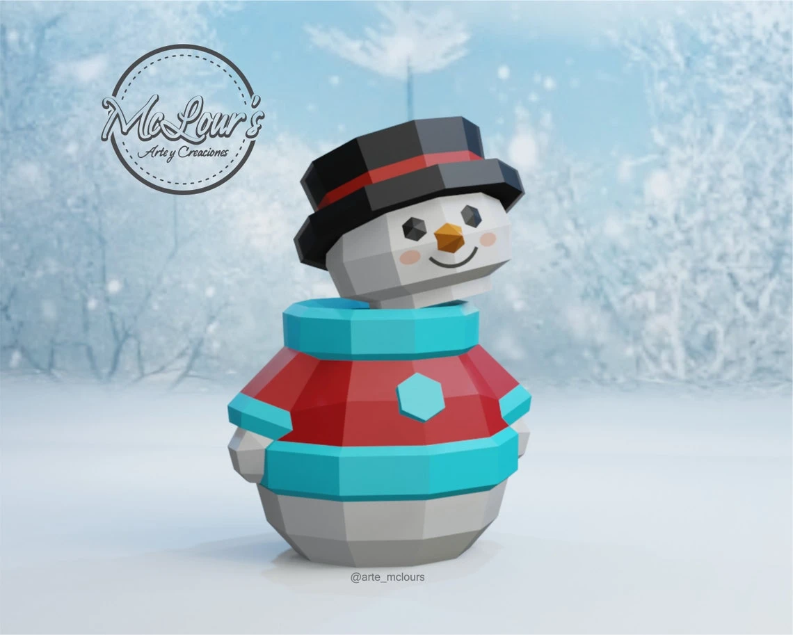 Christmas Snowman Box/ Rejalo Box/ Candy Bowl/ Template PDF/ Low Poly/ Papercraft Christmas/ 3D Christmas/ Craft/ Home decor