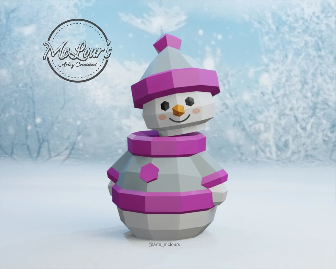 Christmas Snowman Box Girl/ Rejalo Box/ Template PDF/ Low Poly/ Papercraft Christmas/ 3D Christmas/ Origami/ Home decor