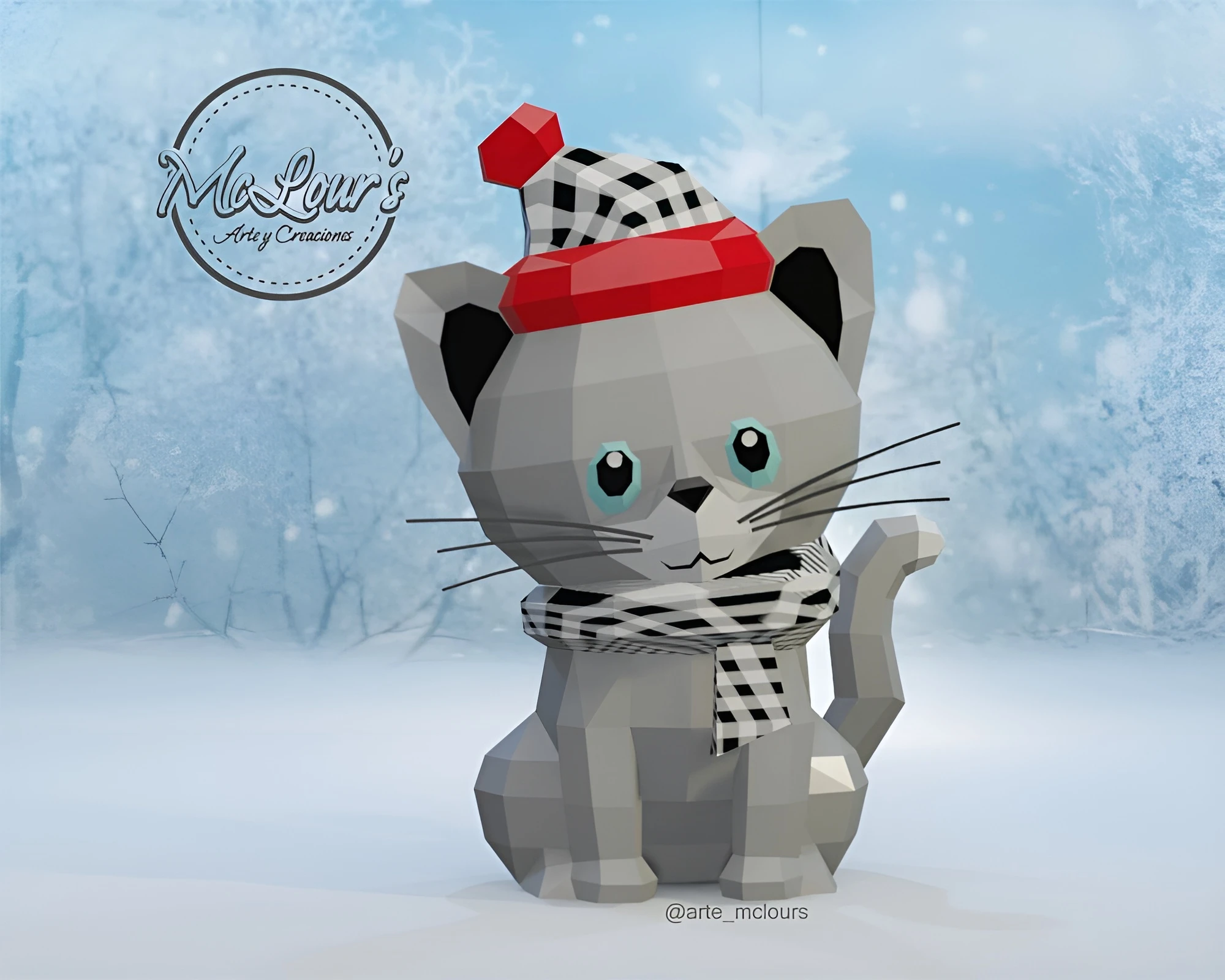 Christmas Cat/ Gato Navidad/ Template PDF/ Low Poly/ Papercraft Christmas/ 3D Christmas/ Christmas/ Craft/ Origami/ Home decor