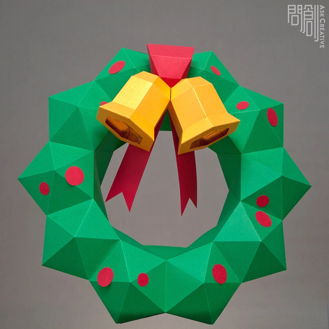 Christmas Crown,Papercraft , DIY , Low poly , PDF Papercraft , Christmas Crown Model , Christmas Crown low poly , Xmas