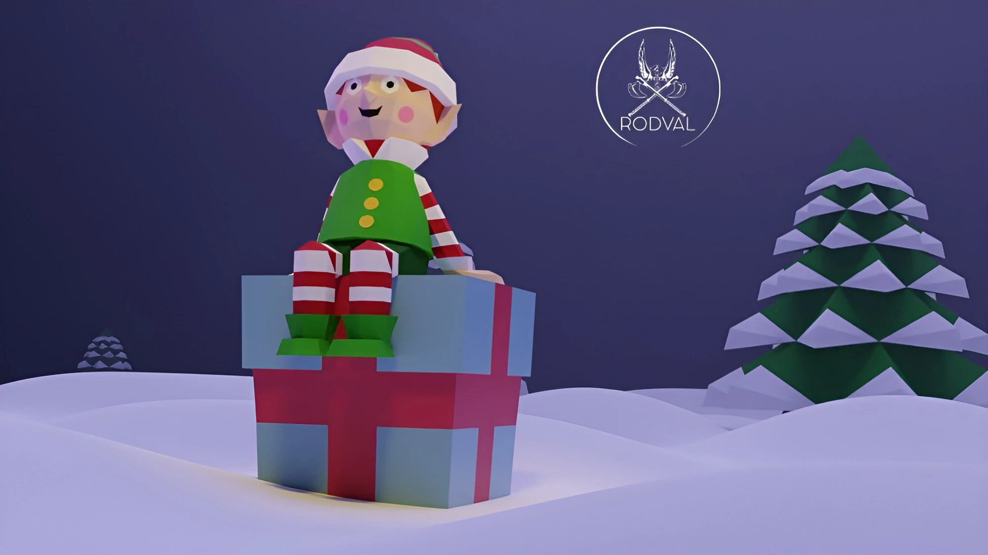 CHRISTMAST ELF + gift, Papercraft, Template, DIY, Paper, Low Poly, Holiday, 3D Model, Pdf Low Poply, december, merry, Xmas, Santa