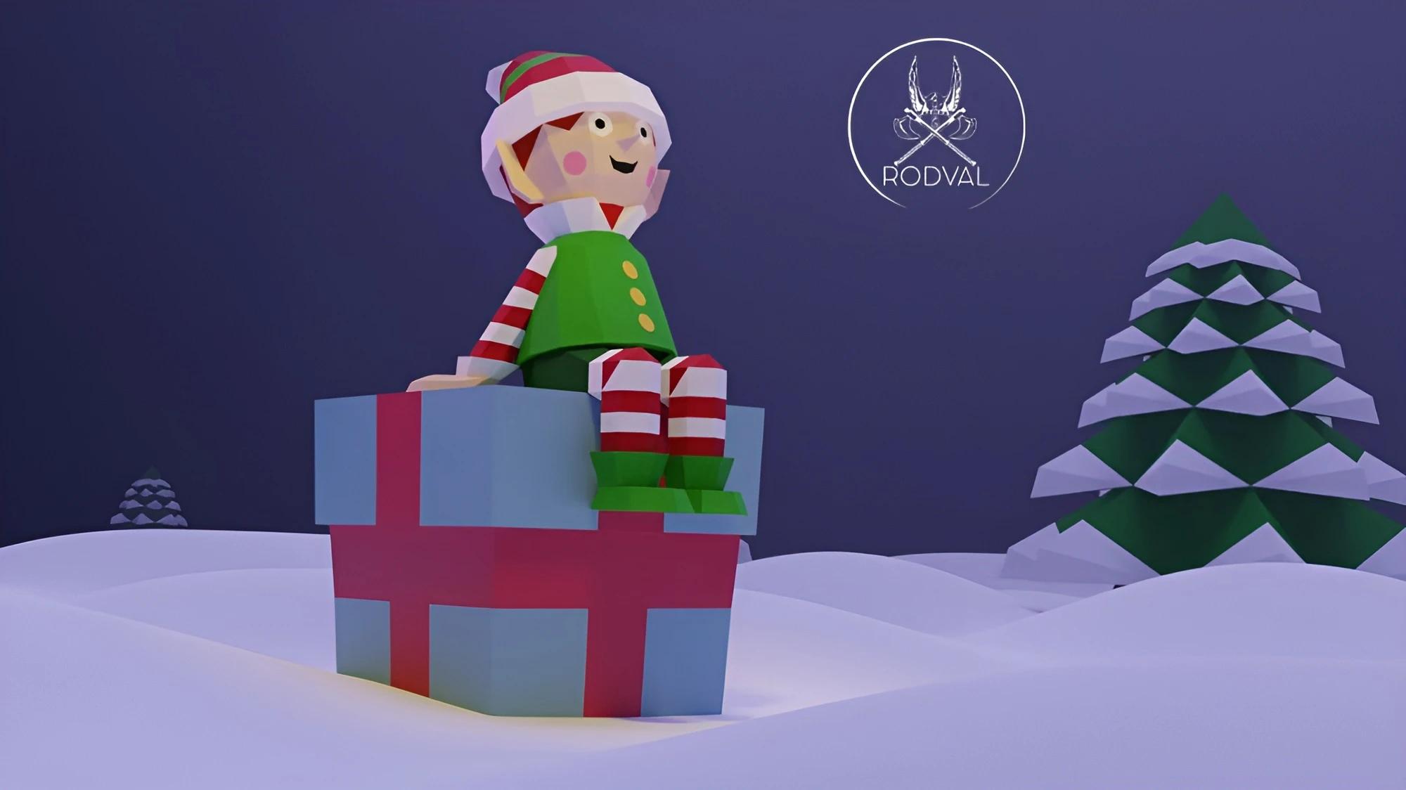 CHRISTMAST ELF + gift, Papercraft, Template, DIY, Paper, Low Poly, Holiday, 3D Model, Pdf Low Poply, december, merry, Xmas, Santa