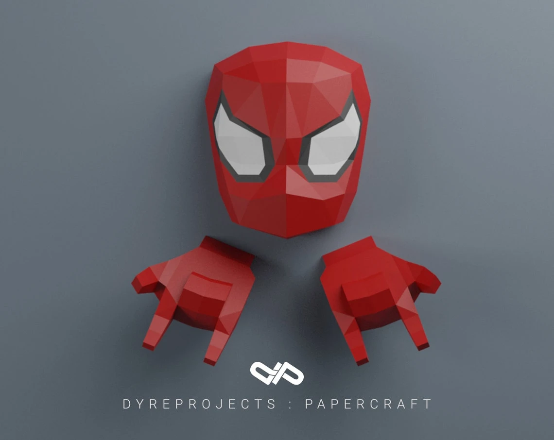 DIY lowpoly Papercraft, SpiderMan, Digital template, DIY, Wall Decoration, Art, superheroes, fanart