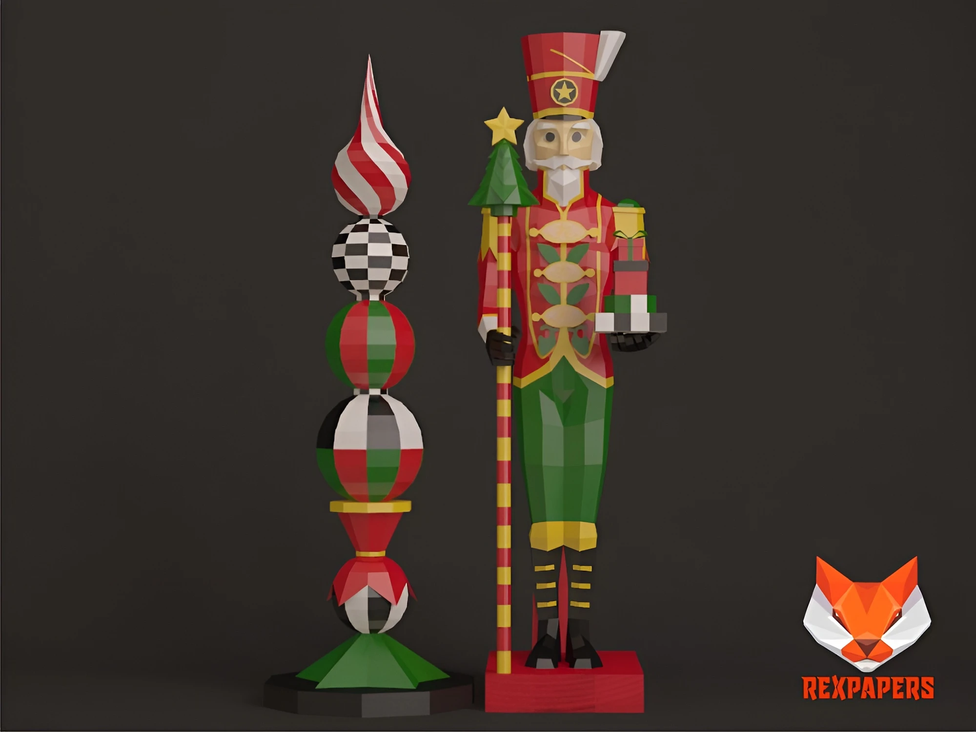 Nutcracker, Cascanueces Papercraft, PDF Template, DIY 3d Model, FanArt, Paper Sculpture, Low Poly, Pepakura Craft, Manualidad