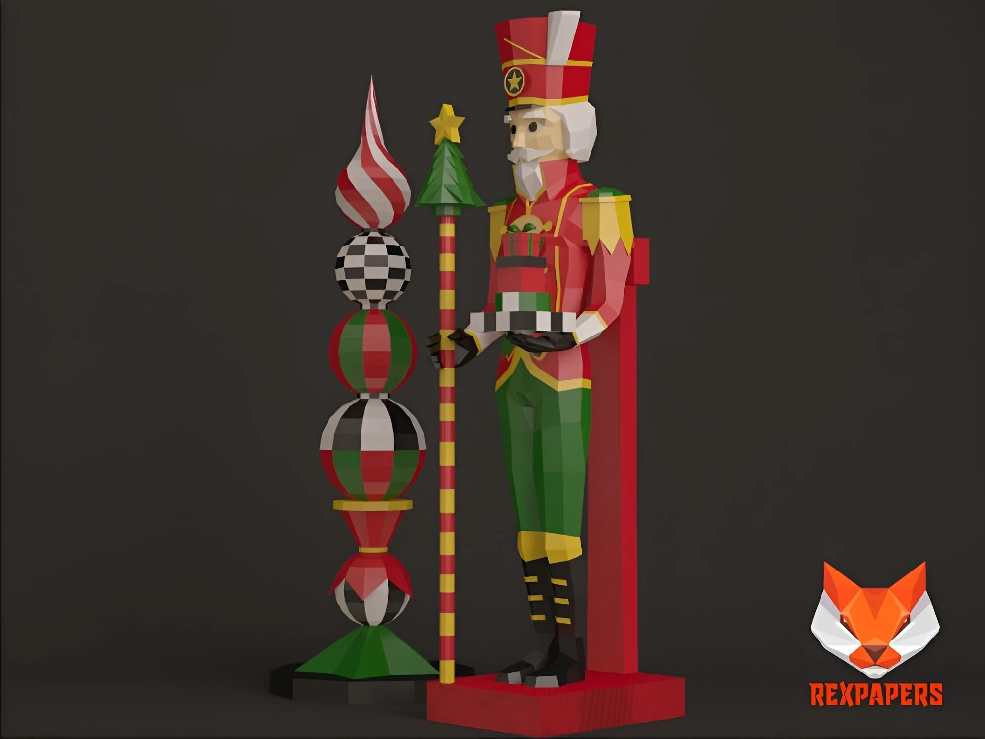 Nutcracker, Cascanueces Papercraft, PDF Template, DIY 3d Model, FanArt, Paper Sculpture, Low Poly, Pepakura Craft, Manualidad