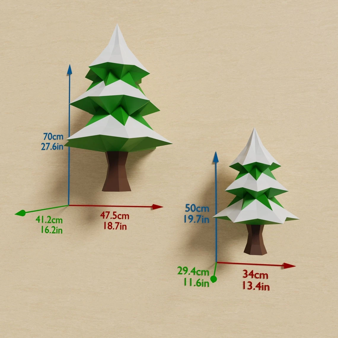 Christmas Tree Papercraft 3D DIY low poly paper crafts Christmas Holidays decor template