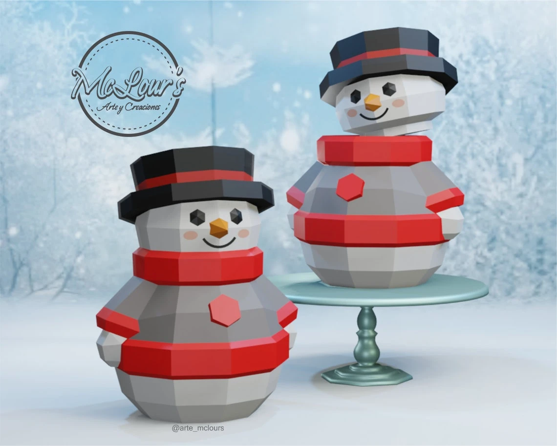 Christmas Snowman Box/ Rejalo Box/ Candy Bowl/ Template PDF/ Low Poly/ Papercraft Christmas/ 3D Christmas/ Craft/ Home decor