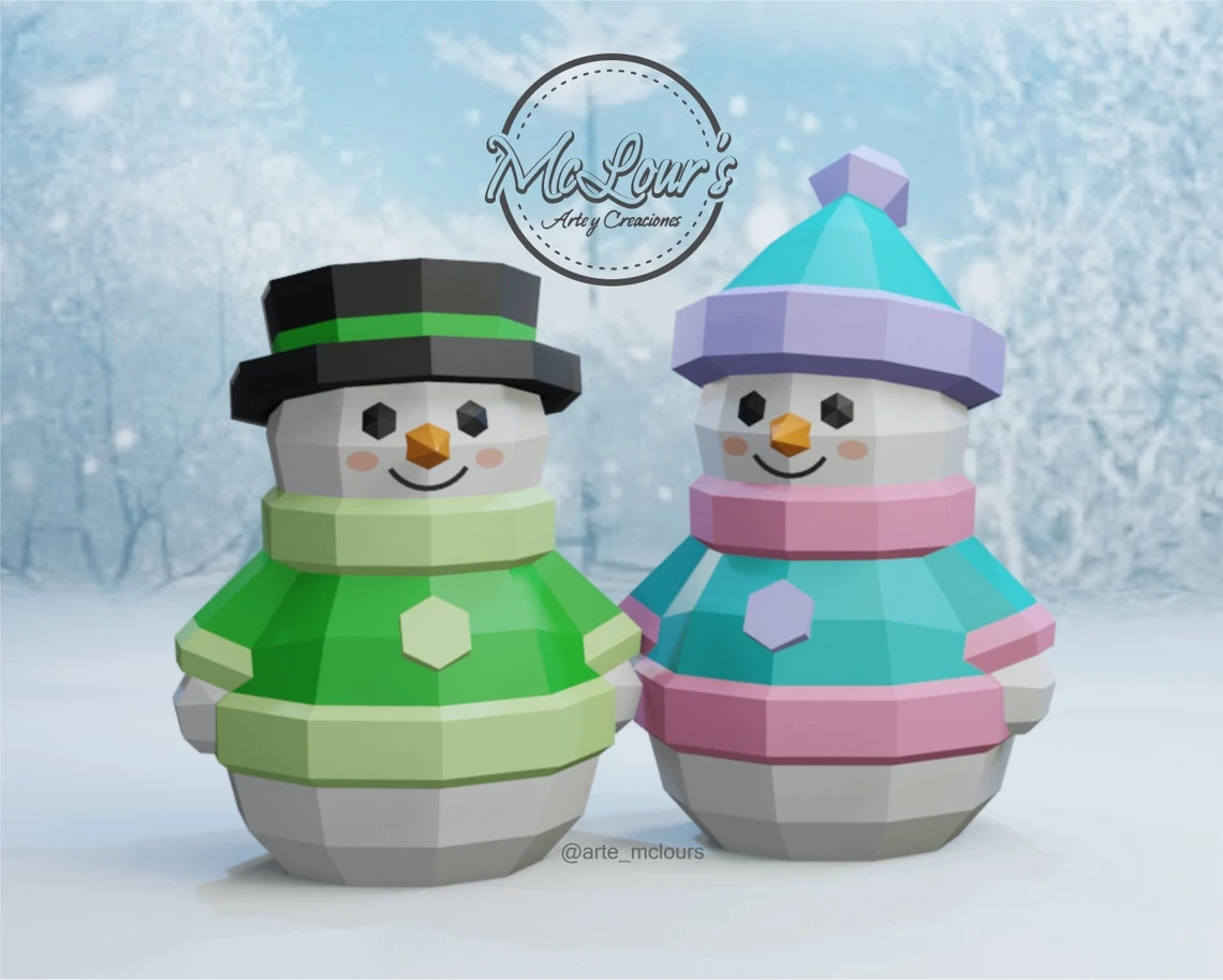 Christmas Snowman Box/ Rejalo Box/ Candy Bowl/ Template PDF/ Low Poly/ Papercraft Christmas/ 3D Christmas/ Craft/ Home decor