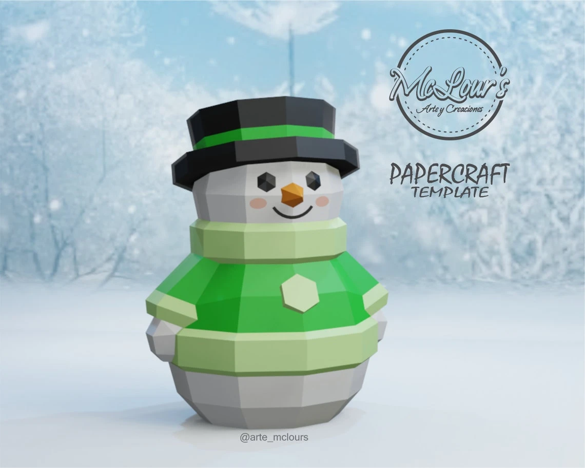 Christmas Snowman Box/ Rejalo Box/ Candy Bowl/ Template PDF/ Low Poly/ Papercraft Christmas/ 3D Christmas/ Craft/ Home decor