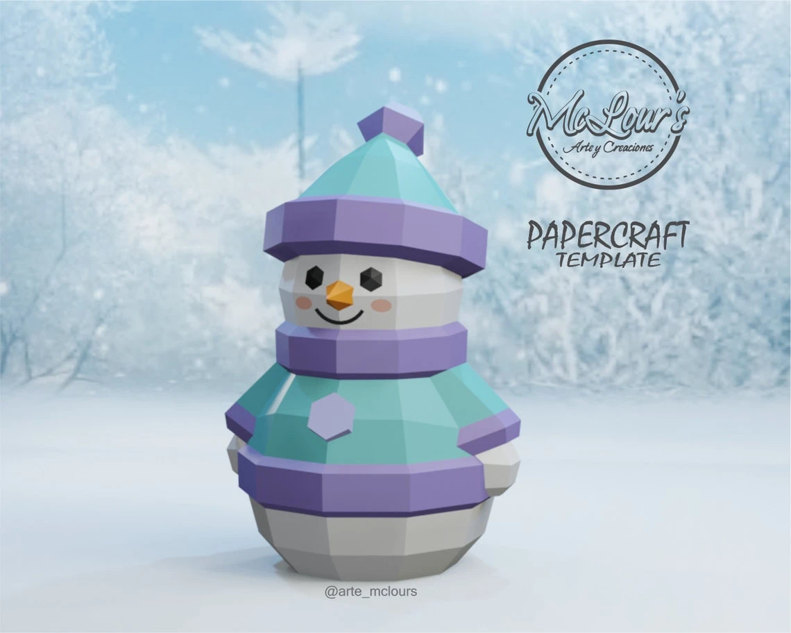 Christmas Snowman Box Girl/ Rejalo Box/ Template PDF/ Low Poly/ Papercraft Christmas/ 3D Christmas/ Origami/ Home decor