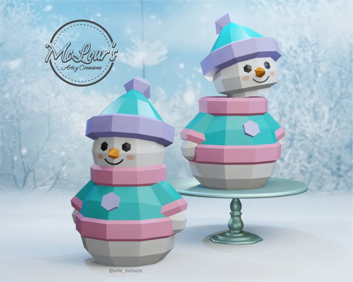 Christmas Snowman Box Girl/ Rejalo Box/ Template PDF/ Low Poly/ Papercraft Christmas/ 3D Christmas/ Origami/ Home decor