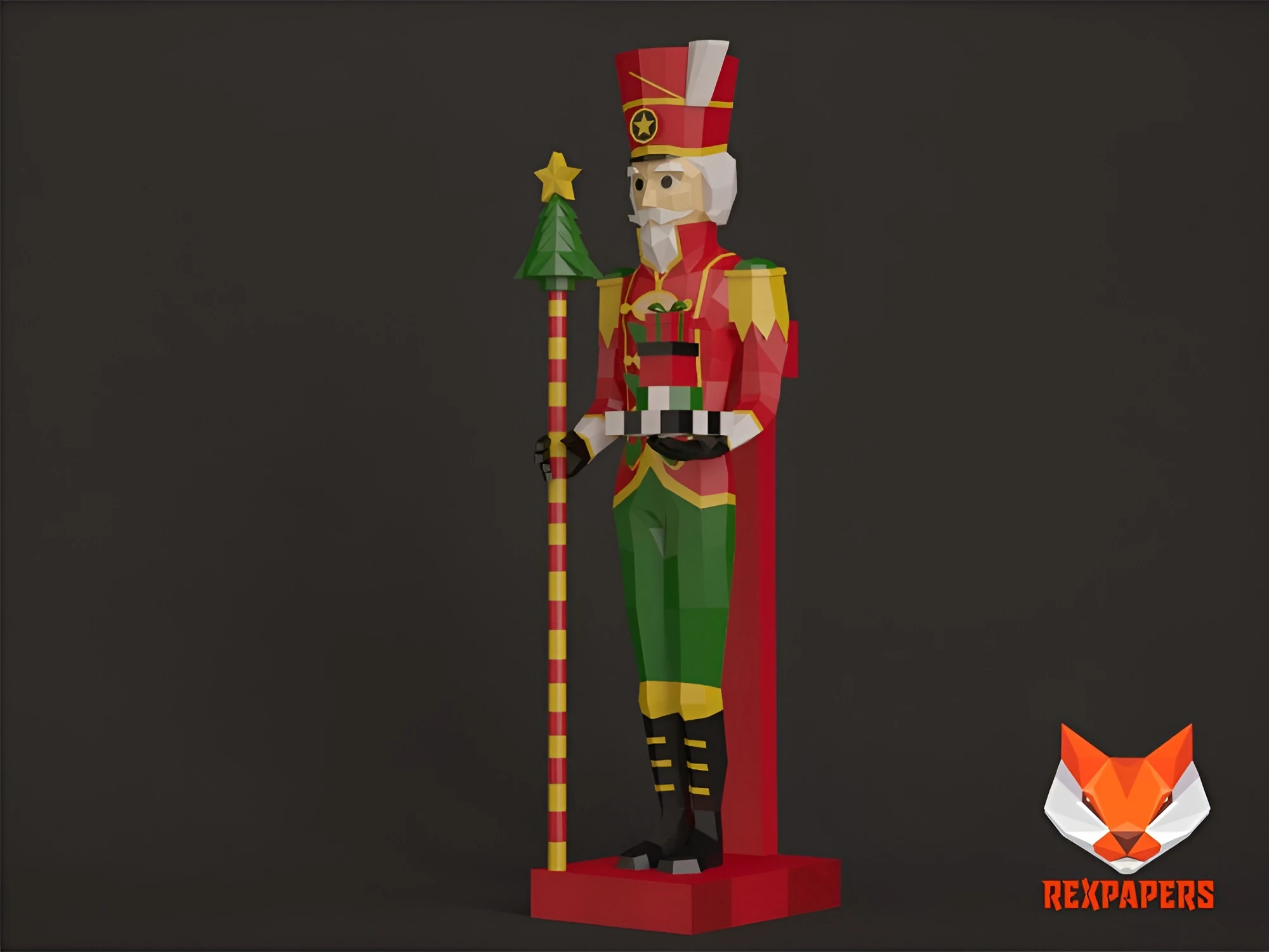 Nutcracker, Cascanueces Papercraft, PDF Template, DIY 3d Model, FanArt, Paper Sculpture, Low Poly, Pepakura Craft, Manualidad