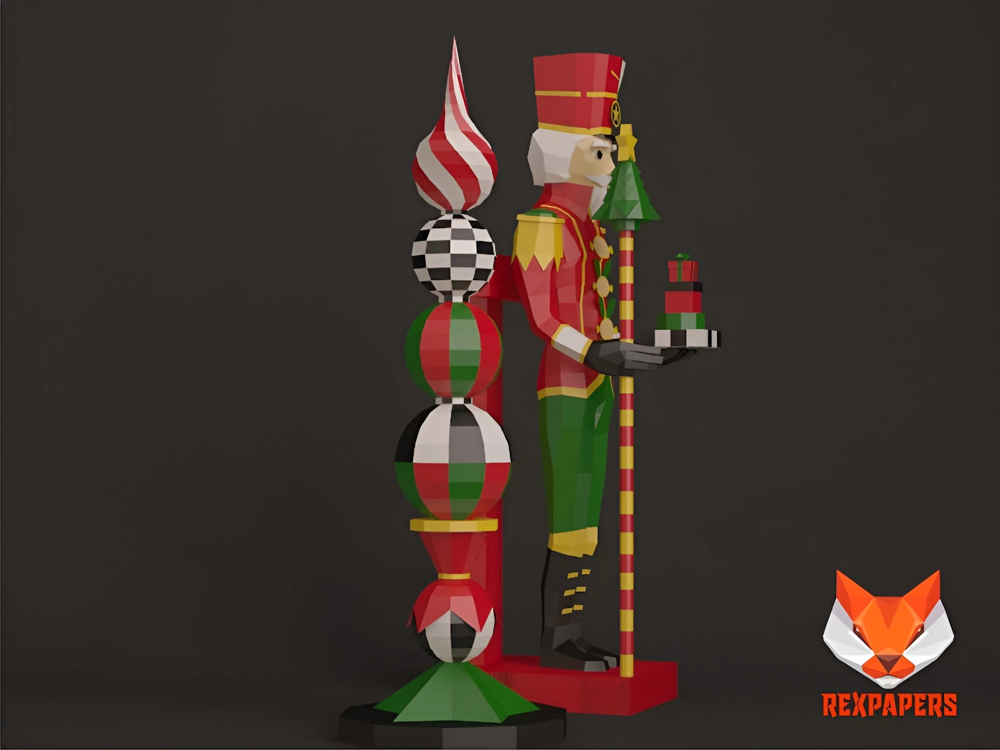 Nutcracker, Cascanueces Papercraft, PDF Template, DIY 3d Model, FanArt, Paper Sculpture, Low Poly, Pepakura Craft, Manualidad