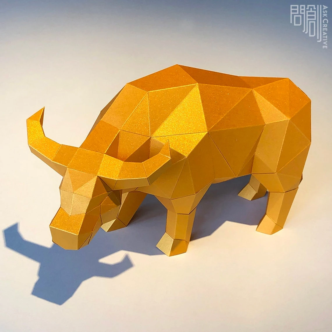 Buffalo paper model ,Papercraft , DIY , Low poly , PDF Papercraft , Buffalo Model , Buffalo low poly , Cow