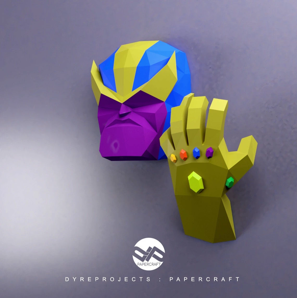 DIY lowpoly Papercraft, Thanos, Lowpoly, Sculpture, DIY, Decoration, Wall, Origami, Art, Craft, Template, Printable, Superheroes, Fanart