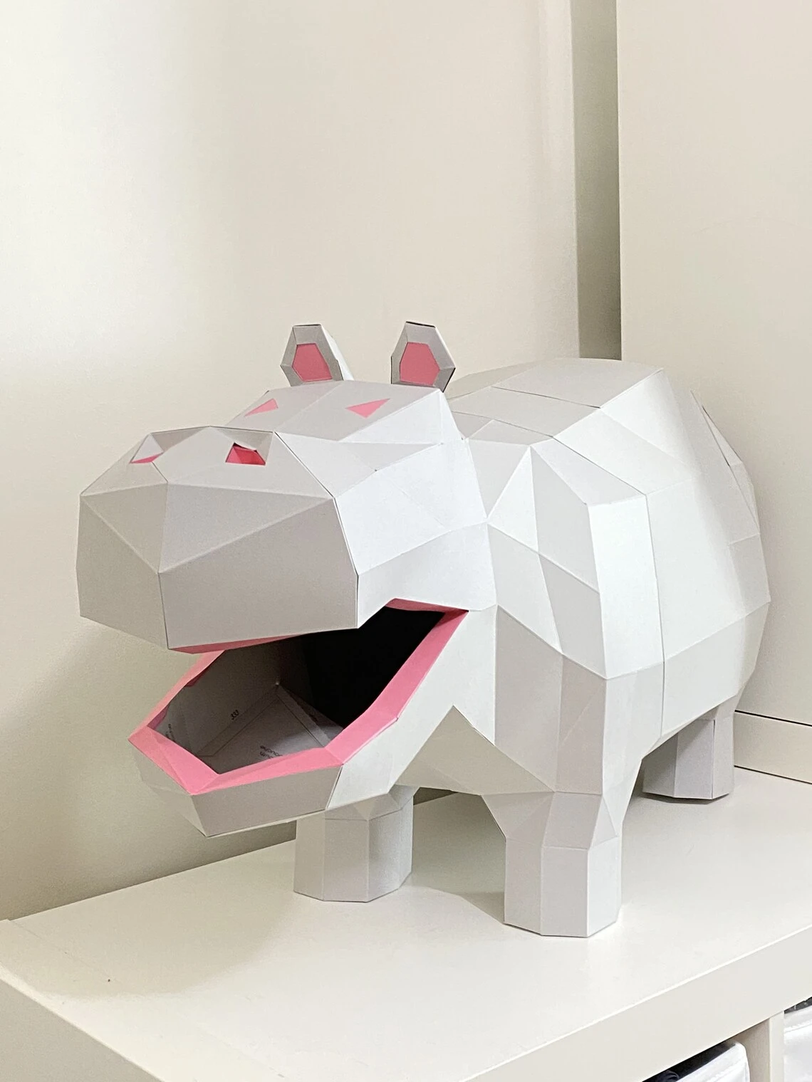 Hippopotamus 3D papercraft. You get a PDF digital file templates and instruction for this DIY modern paper decoration.