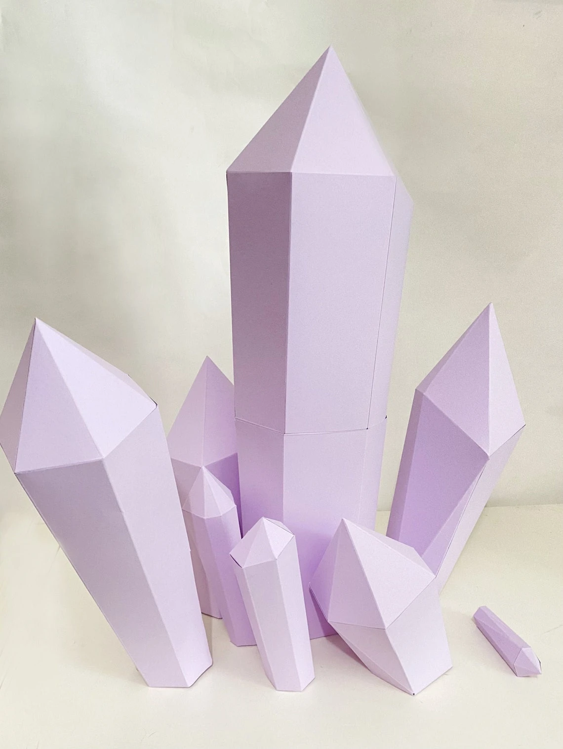 Crystals 3D Papercraft. (Set of 7) With this purchase you get PDF digital downloadable files for this DIY paper sculpture.